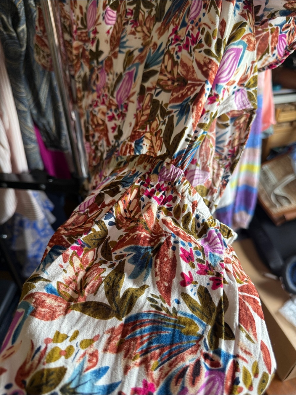 Women's Floral Short-Sleeve Mini Dress in Multi-Color - Picture 11 of 11